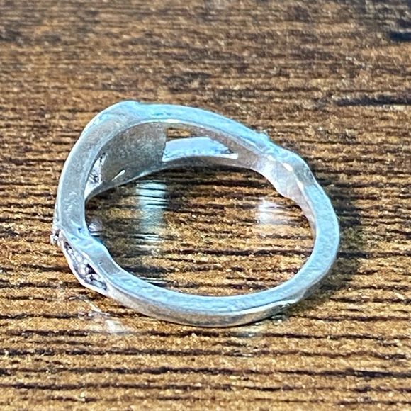 Round Blue Opal & Stainless Steel Women’s Ring Size 5 - Picture 4 of 5